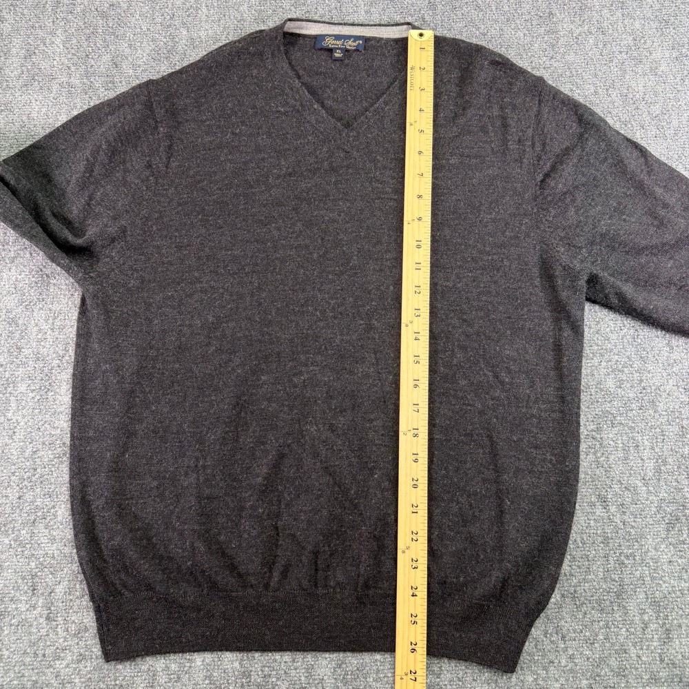 Garret Scott Sweater‎ Mens Extra Large Charcoal Extra Fine Merino Wool V Neck - Picture 4 of 9